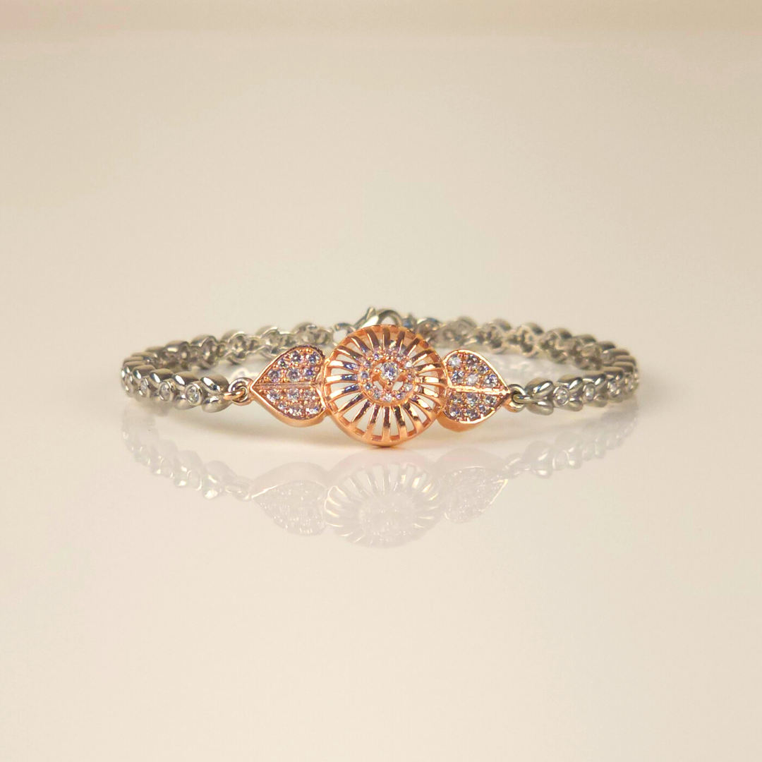 Studded Rose Gold And Silver Bracelet
