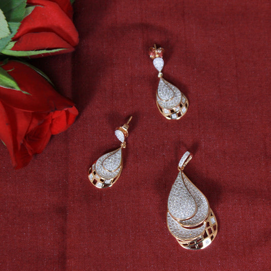 Triple Pear Pendant Earrings Set