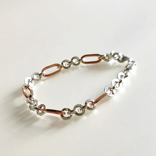 Silver and Rose Gold Link Bracelet