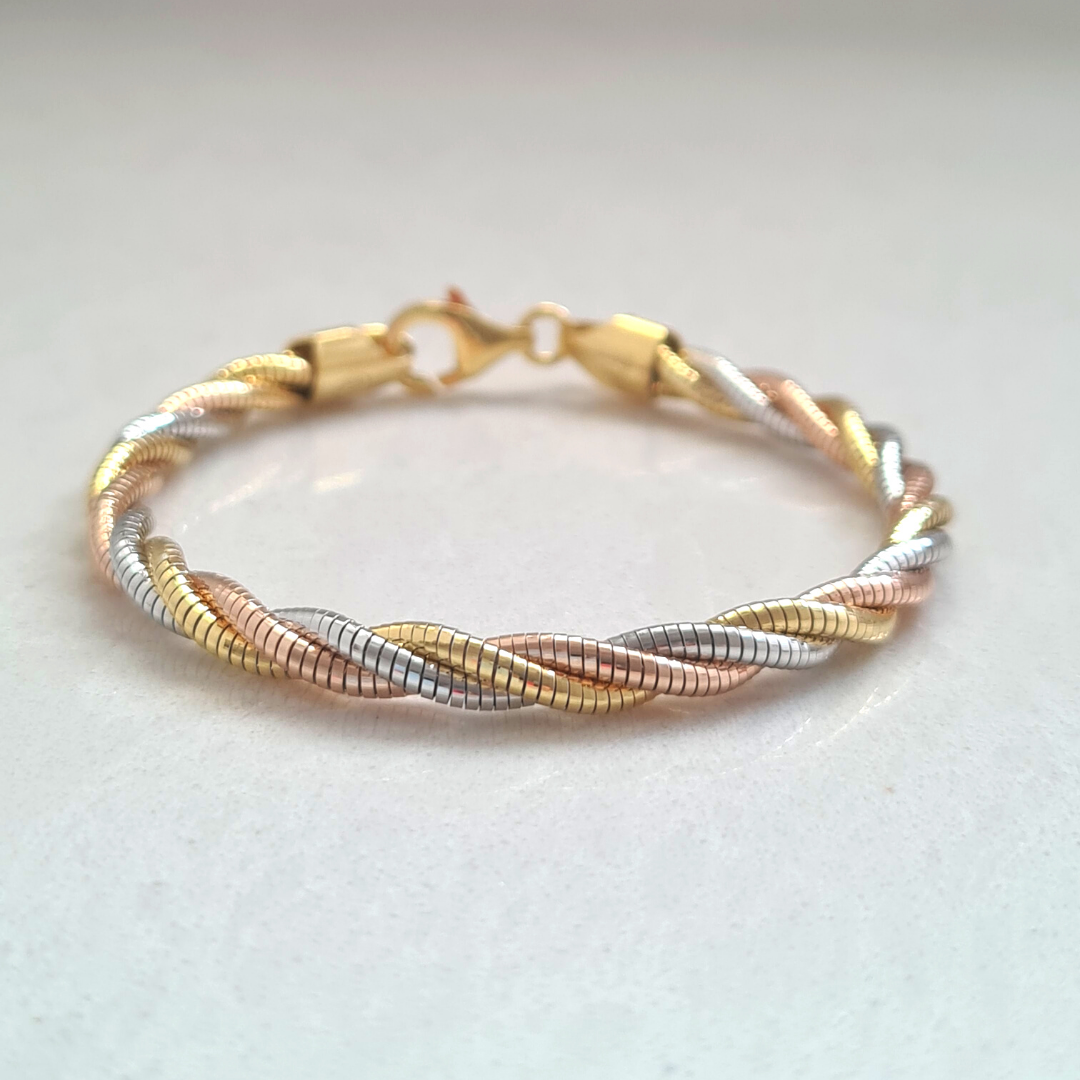 Twisted Coiled Bracelet (3 tone Finish)