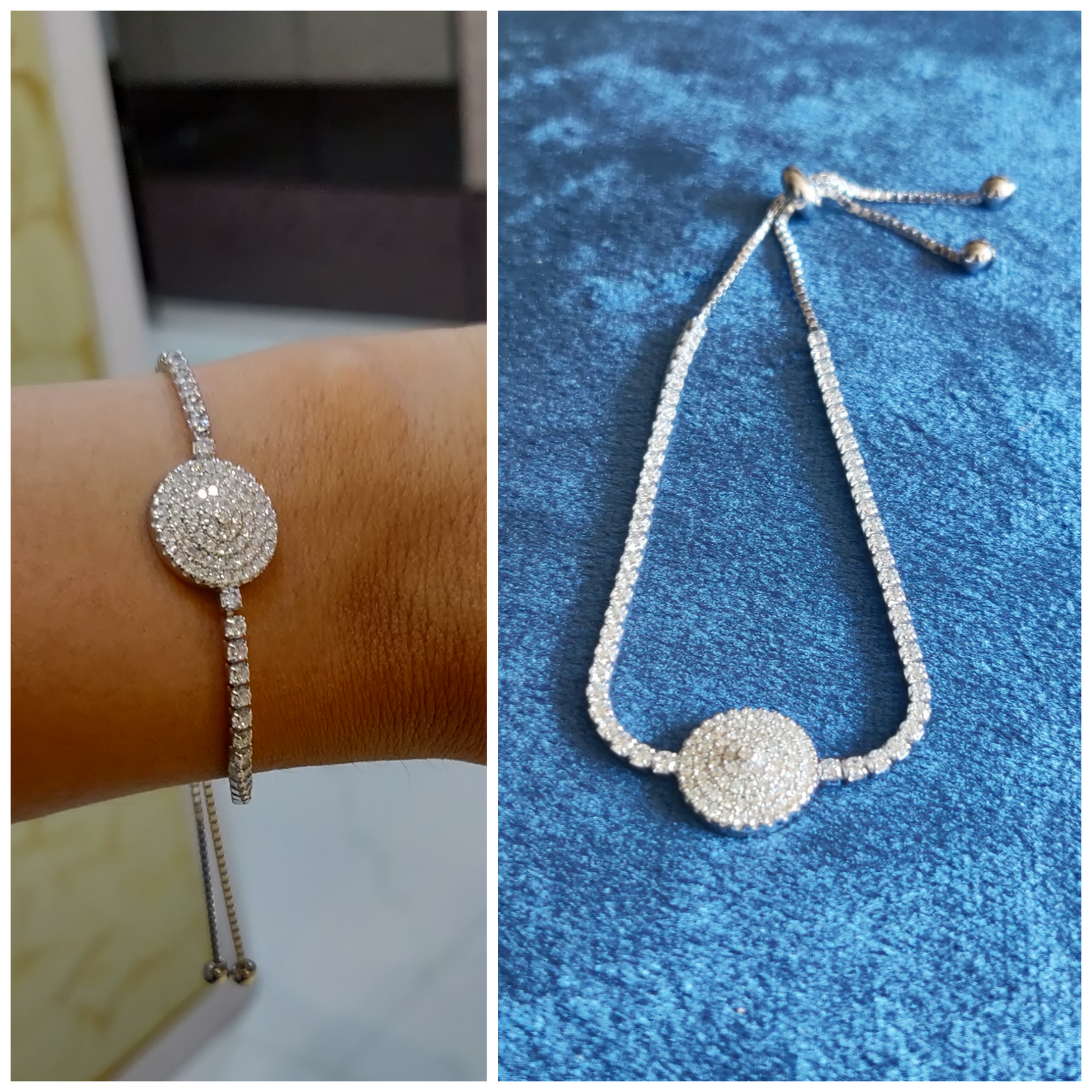 Adjustable Wheel-of-Fortune Tennis Bracelet with Pull-Chain