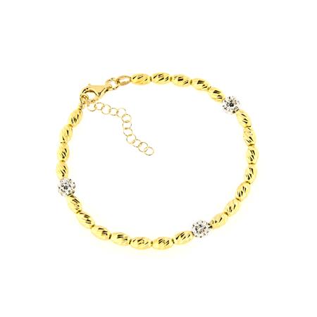 Scalloped Barrel and strass Ball Bracelet