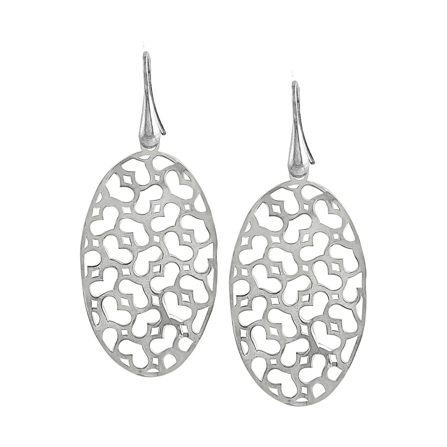 Oval Netted with Hearts Earrings
