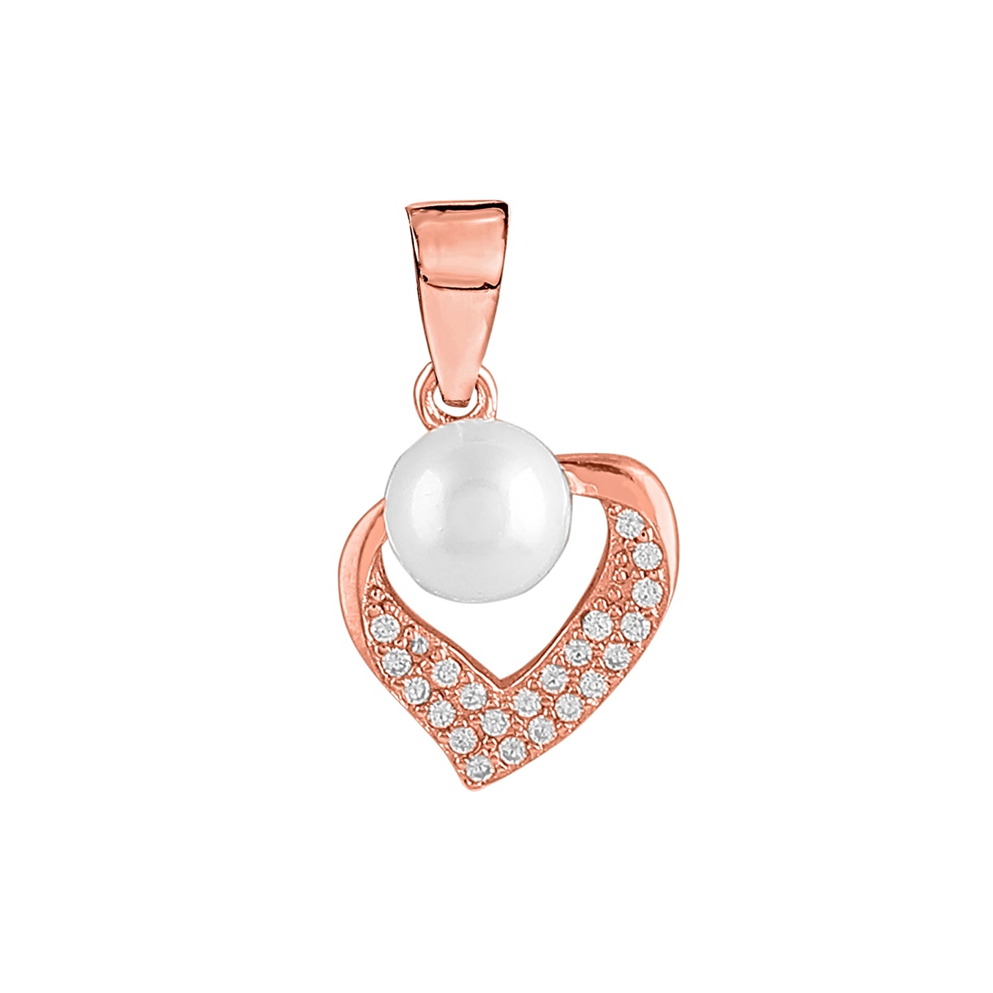 Pearly Heart Pendant Earrings Set