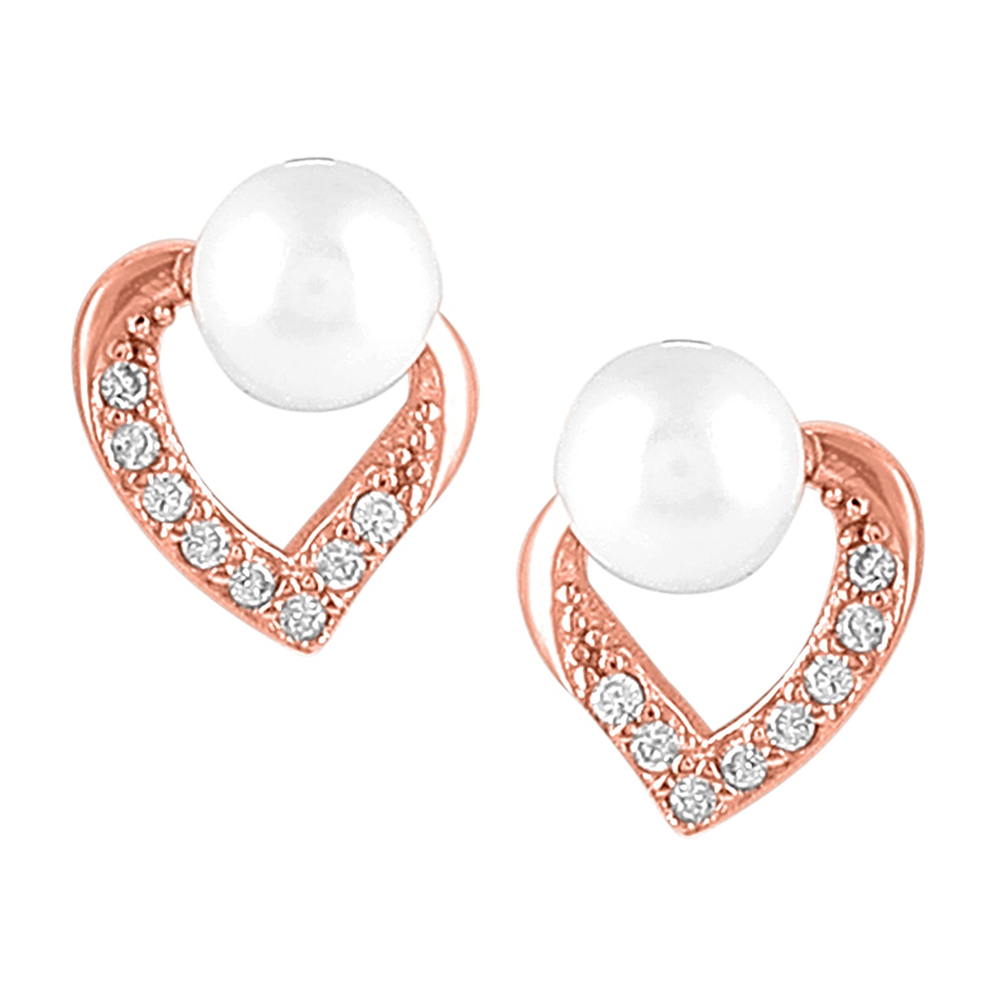 Pearly Heart Pendant Earrings Set