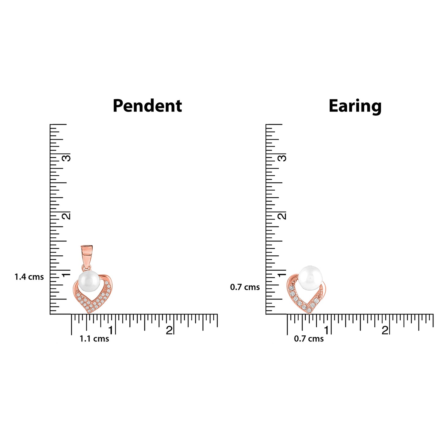 Pearly Heart Pendant Earrings Set