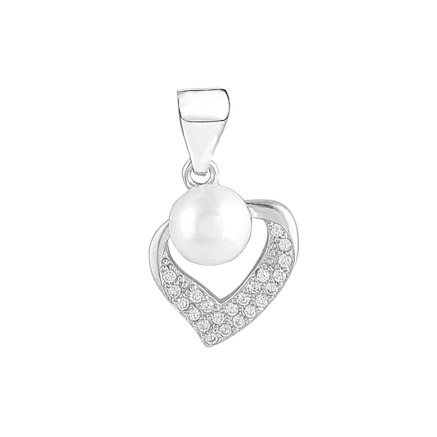 Pearly Heart Pendant Earrings Set