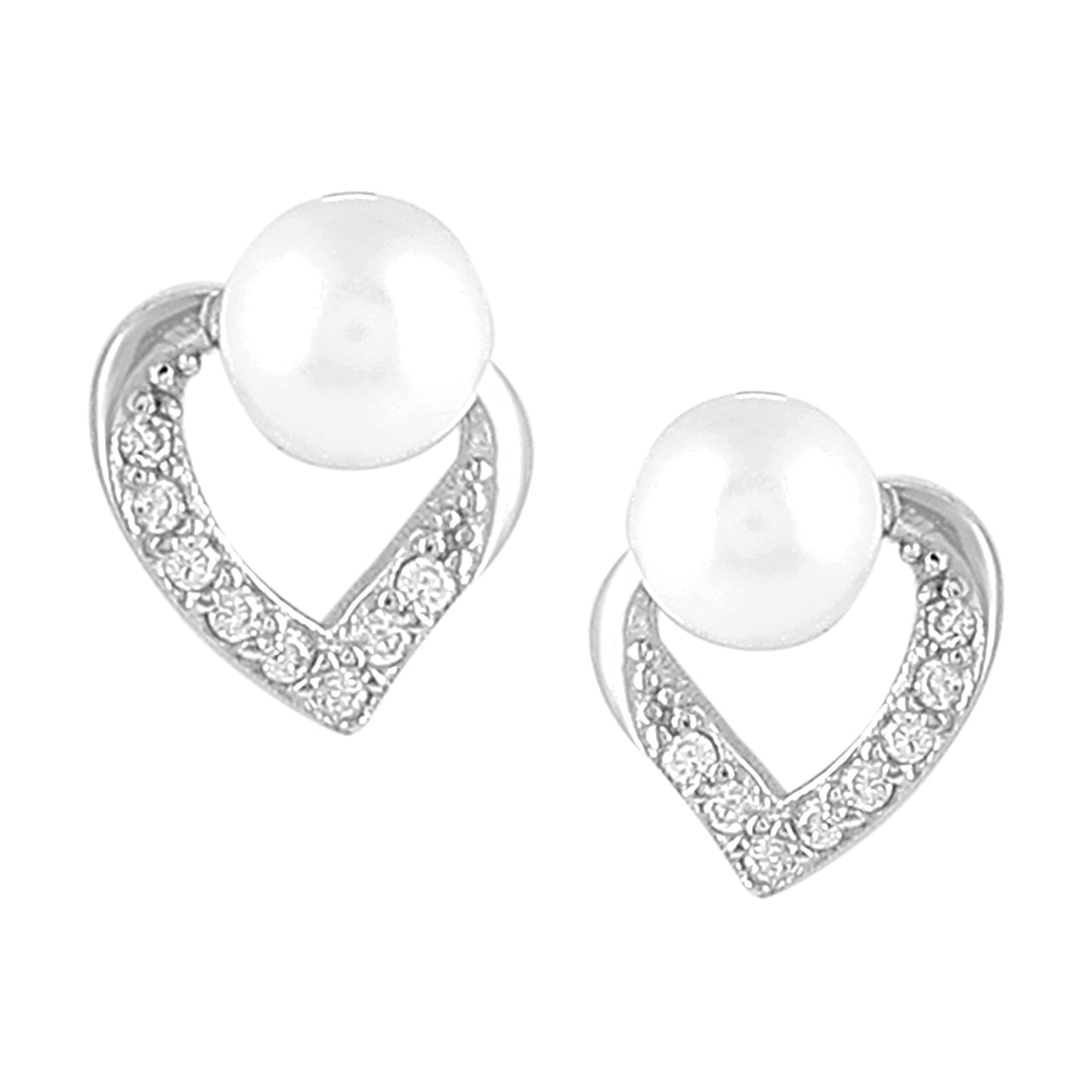 Pearly Heart Pendant Earrings Set