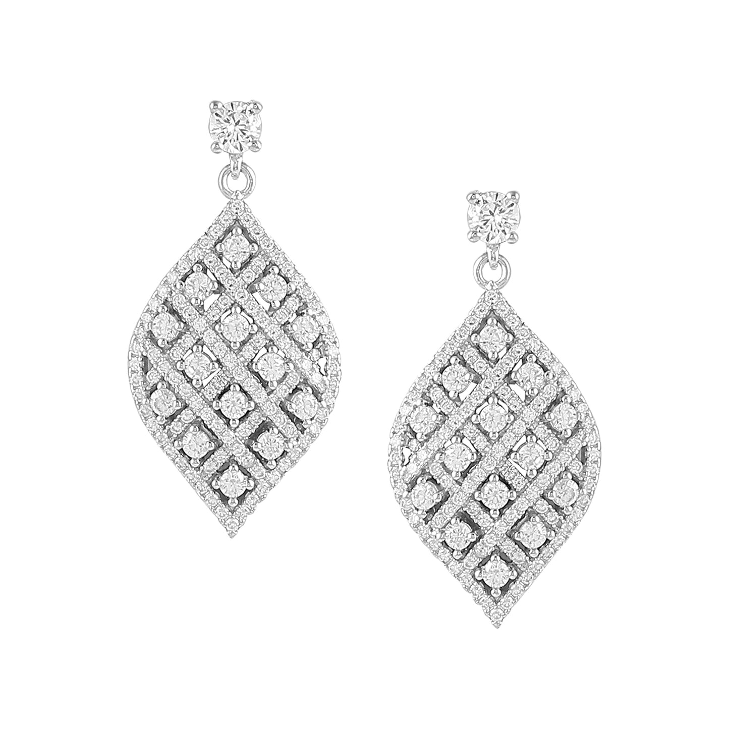 Striped Leaf Pendant Earrings Set