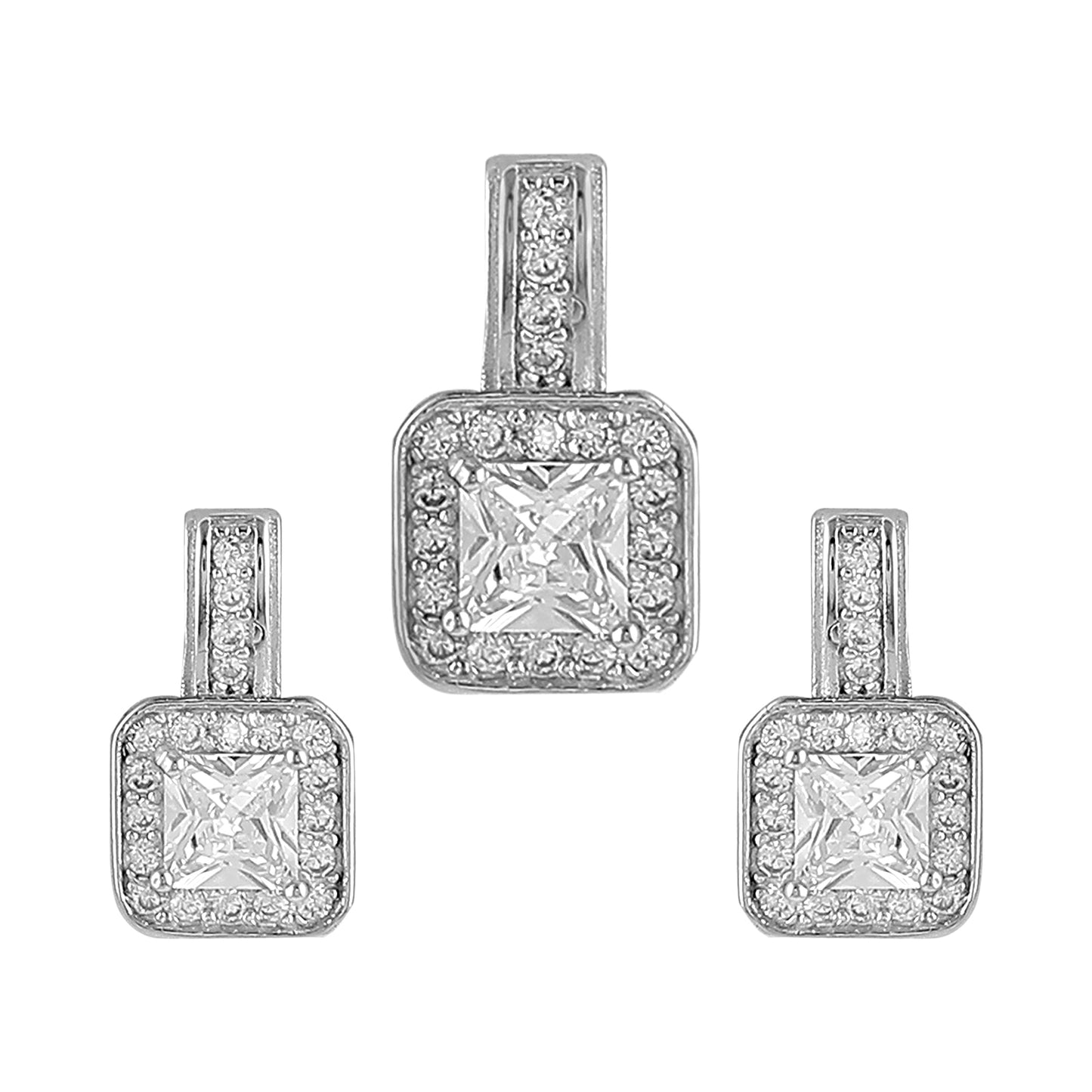 Studded Get Framed Square Pendant Earrings Set