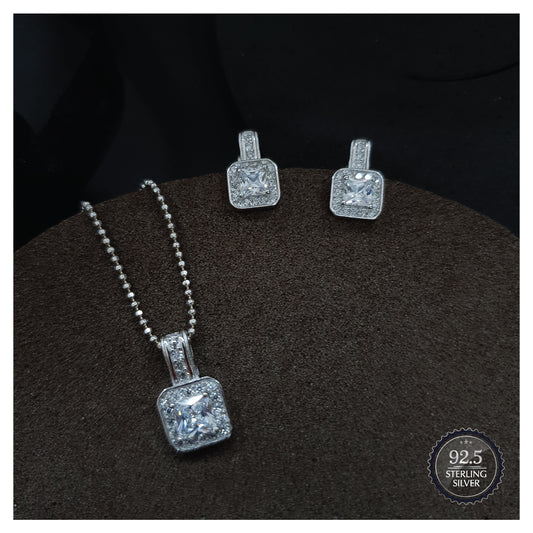Studded Get Framed Square Pendant Earrings Set