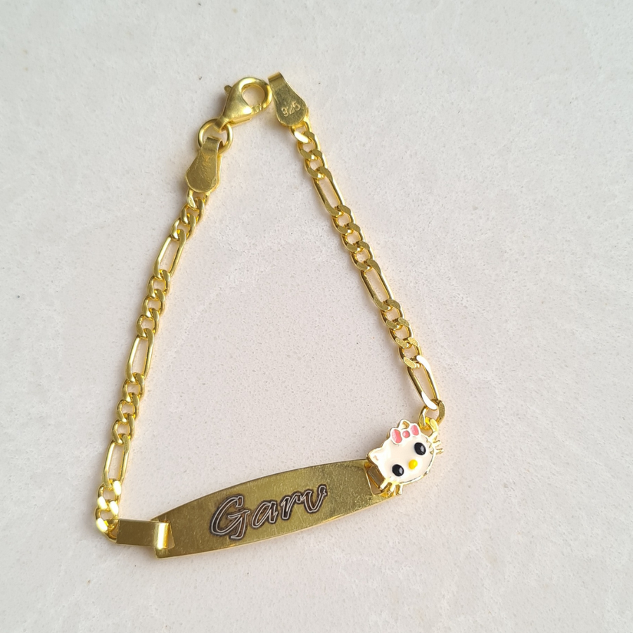 Personalised Kitty Name Bracelet (Kids) (Gold Polish)