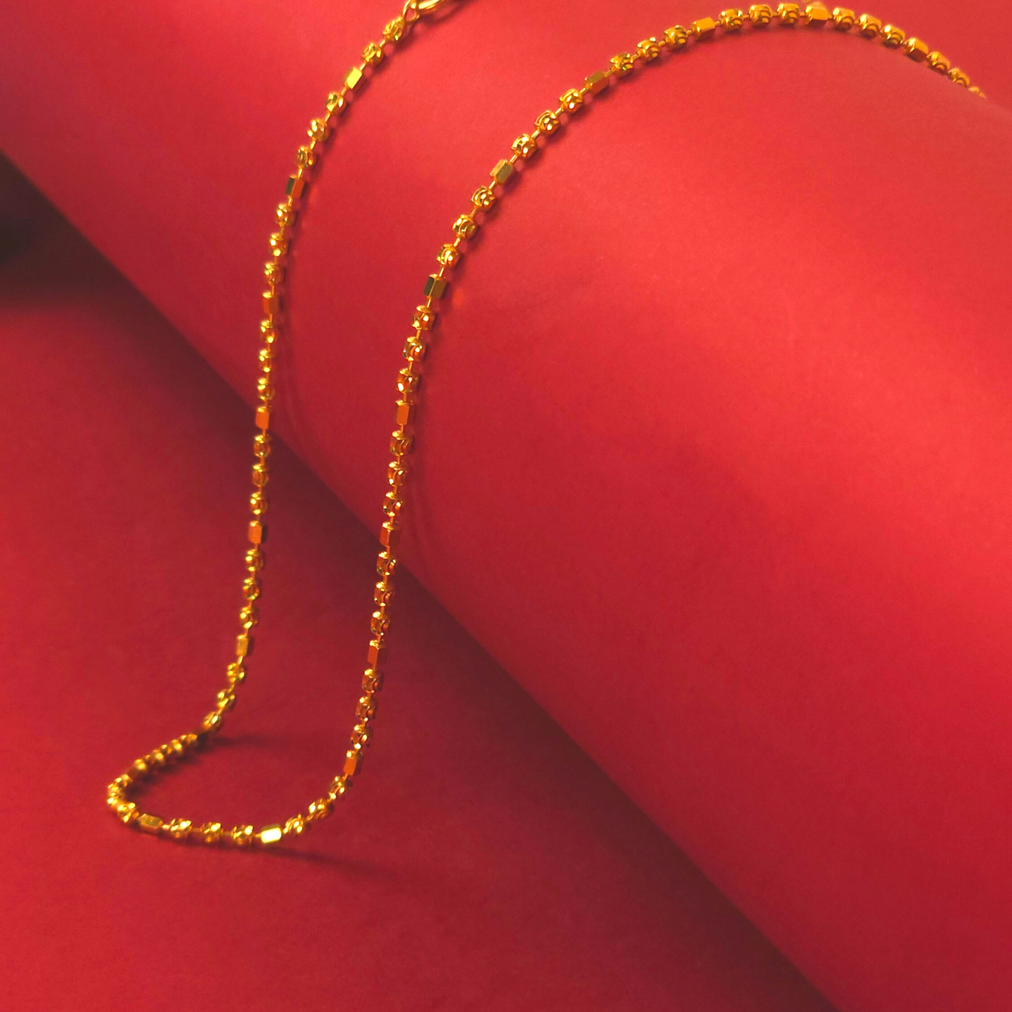 Gold Beads and Tube chain