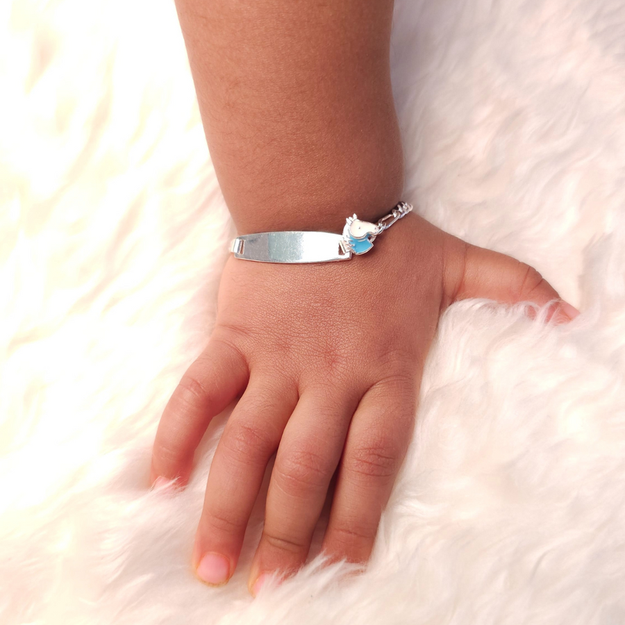 Personalised  Unicorn Blue Name Bracelet (Kids)