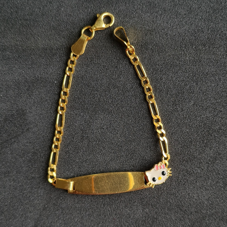 Personalised Kitty Name Bracelet (Kids) (Gold Polish)