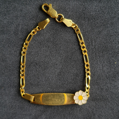 Personalised Flower Name Bracelet (Kids) (Gold Polish)