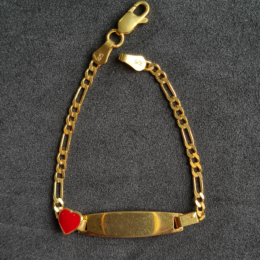 Personalised Heart Name Bracelet (Kids) (Gold Polish)