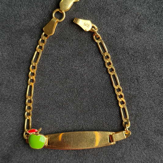 Personalised Apple Name Bracelet (Kids) (Gold Polish)