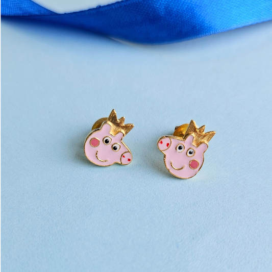 Peppa Pig With Crown Earrings