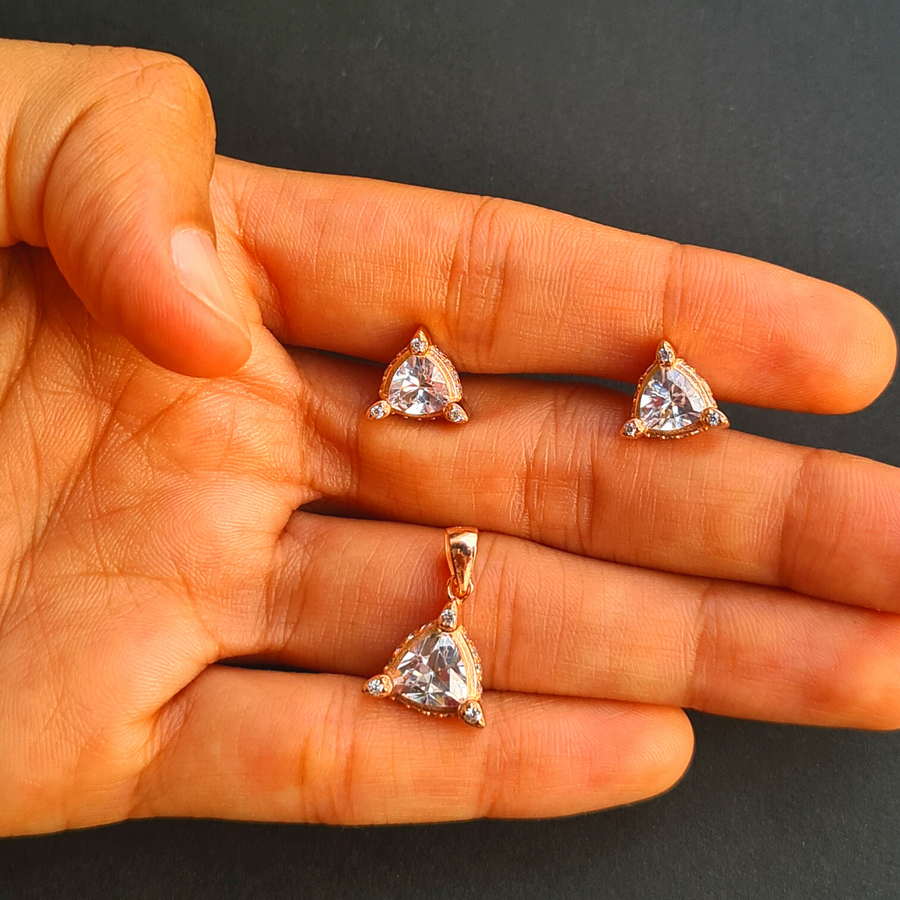 Triangular Pendant Earrings Set
