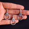 Pear & Hanging Diamond Pendant Earrings Set