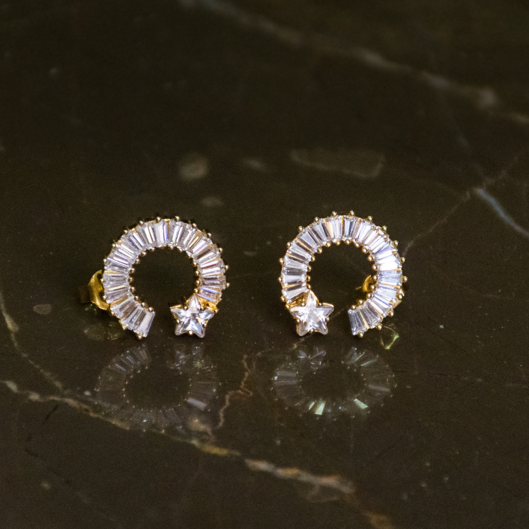 Circular Baguette Stud Earrings