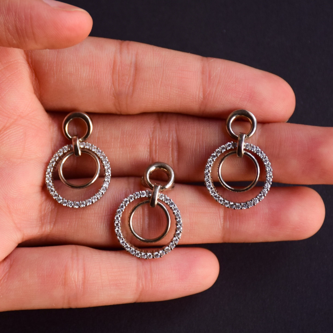 Circle in Circle Pendant Earrings Set