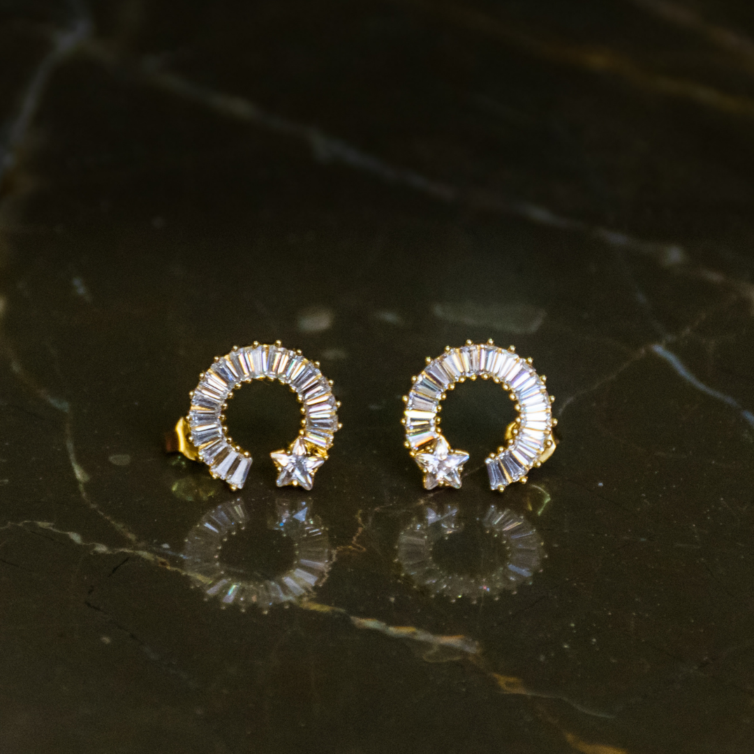 Circular Baguette Stud Earrings