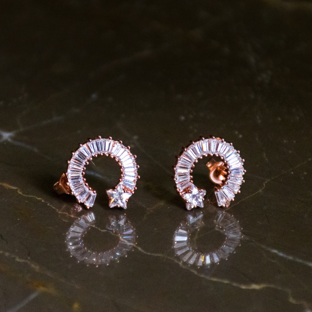 Circular Baguette Stud Earrings