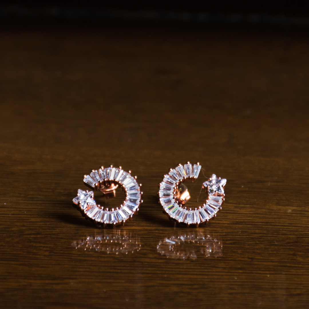 Circular Baguette Stud Earrings