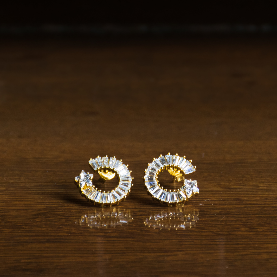 Circular Baguette Stud Earrings