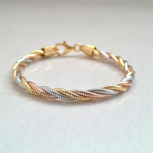 Twisted Coiled Bracelet (3 tone Finish)