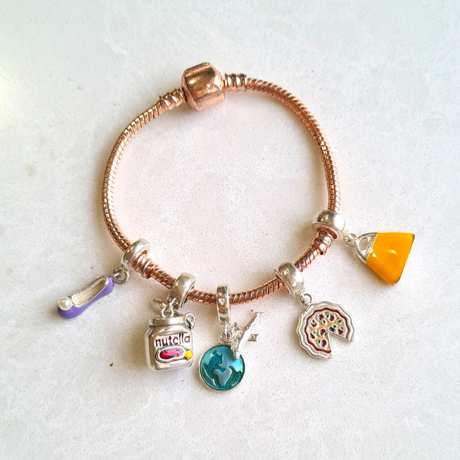 Charms Bracelet With 5 Charms (Rose Gold)