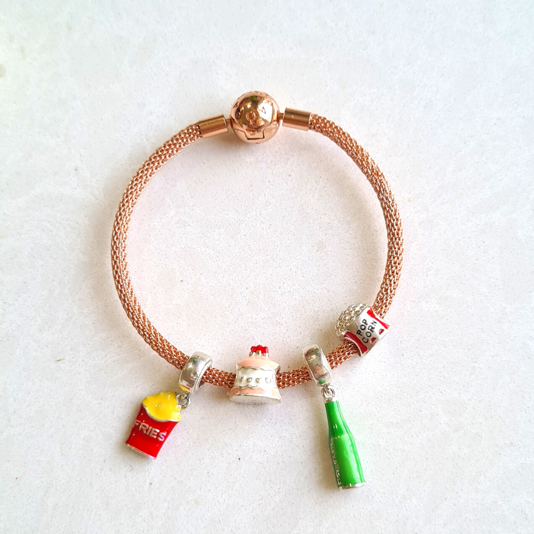 Charms Bracelet With 4 Charms (Rose Gold)