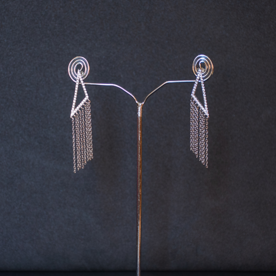 Triangle + Chain Hanging Earrings