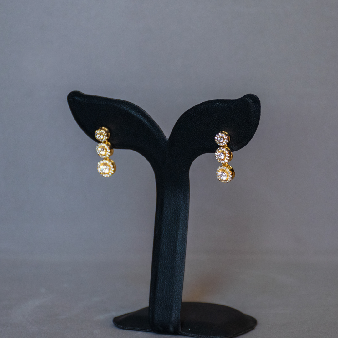 3 Halos in a Line Earrings