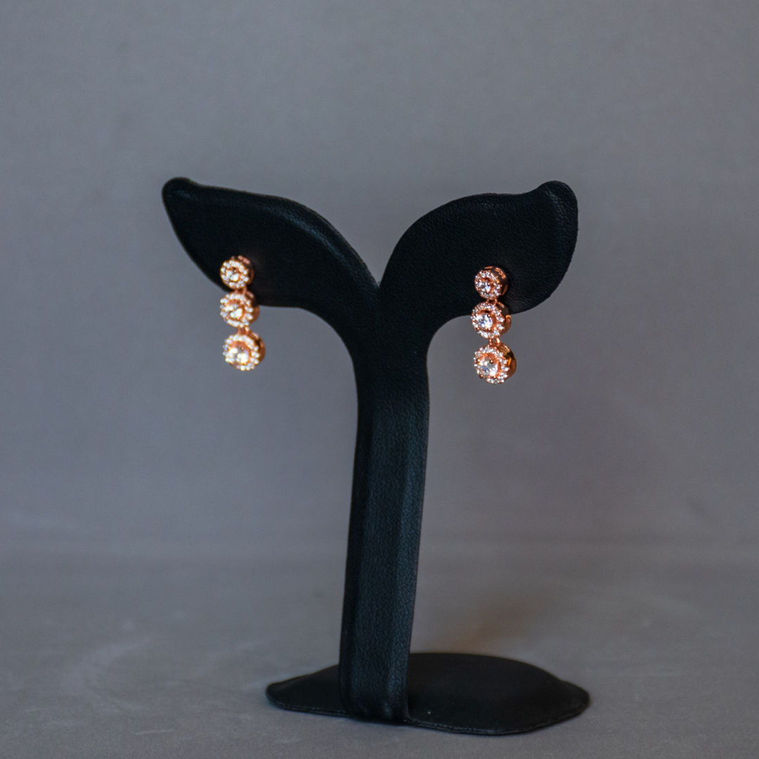 3 Halos in a Line Earrings