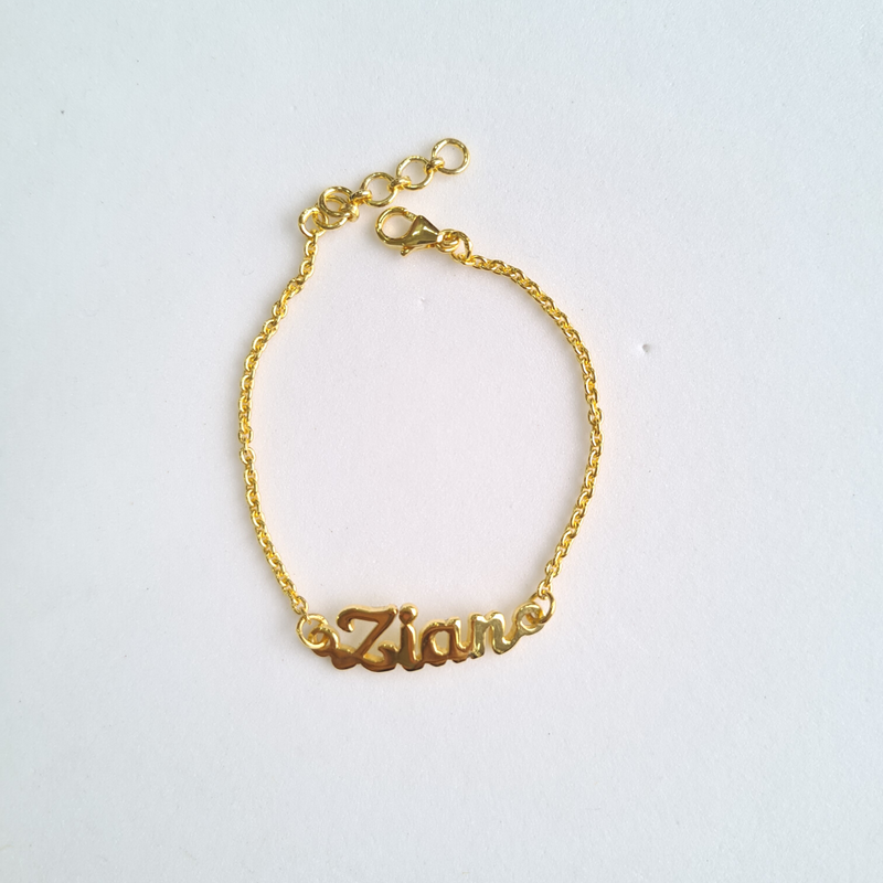 Personalized Planet Gold-Tone Girls' Heart Charm Name Bracelet, 6
