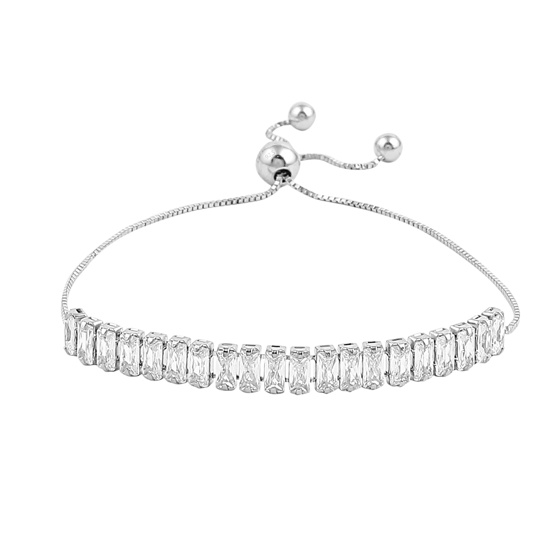 Round And Baguette Diamond Bracelet Available In Platinum Or Gold