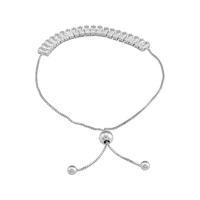 Adjustable Baguette Tennis Bracelet with Pull-Chain