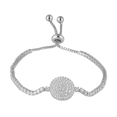 Adjustable Wheel-of-Fortune Tennis Bracelet with Pull-Chain