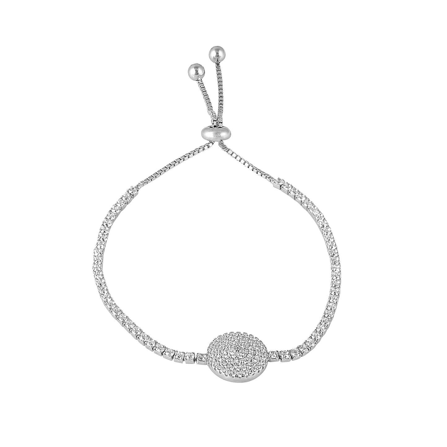 Adjustable Wheel-of-Fortune Tennis Bracelet with Pull-Chain