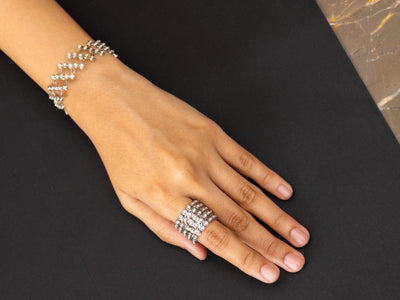 Amazoncom Alphm S925 Sterling Silver Finger Ring Bracelet Hand Harness  Bead Chain Set for Women Beads Clothing Shoes  Jewelry