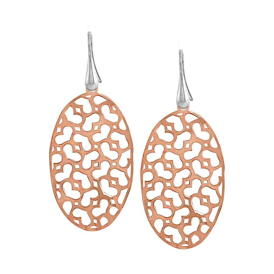 Oval Netted with Hearts Earrings