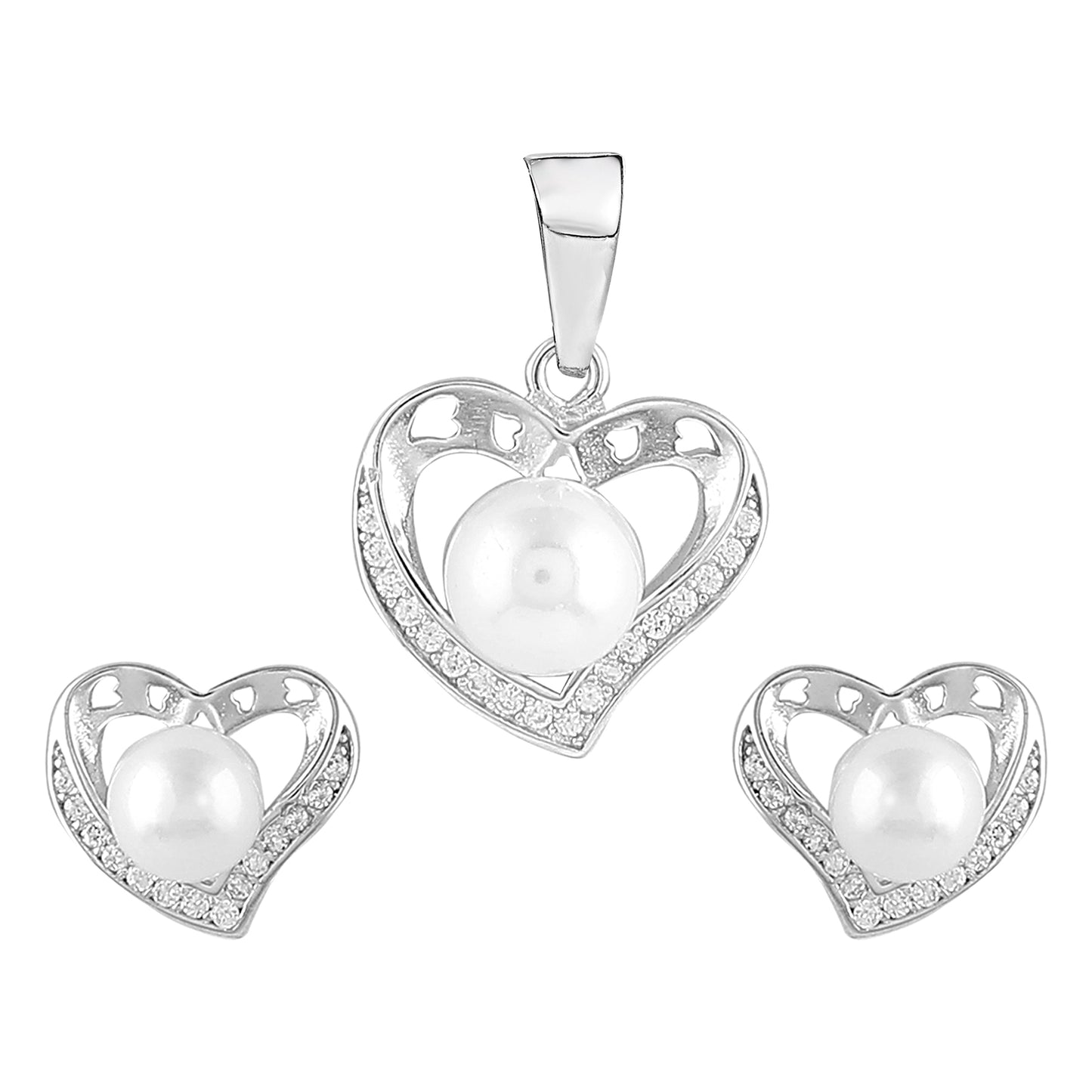 My Heart Goes For You Pendant Earrings Set