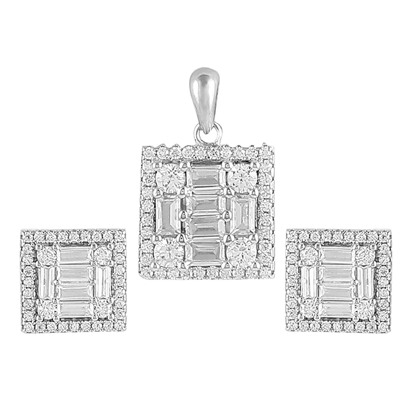 Get Framed Square Pendant Earrings Set