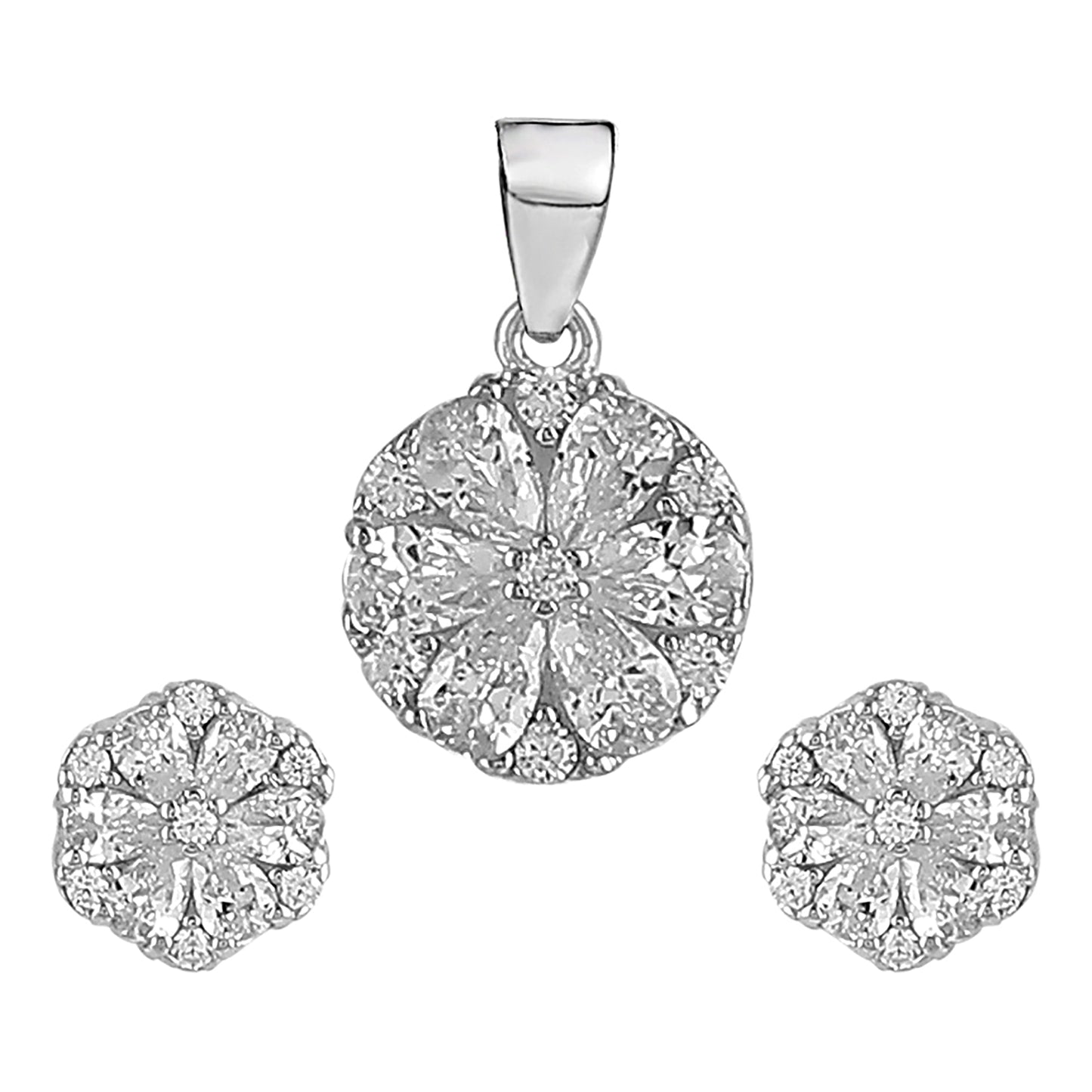 Cluster Round Pendant Earrings Set